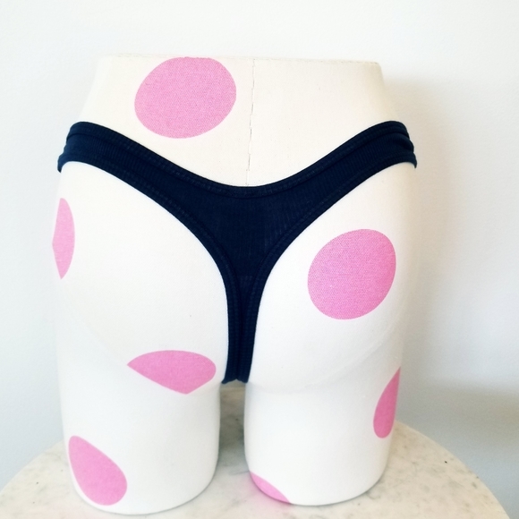 Victoria's Secret PINK Ribbed Cotton Thong Panty w/ Rhinestone Crystal Elements - Picture 5 of 11